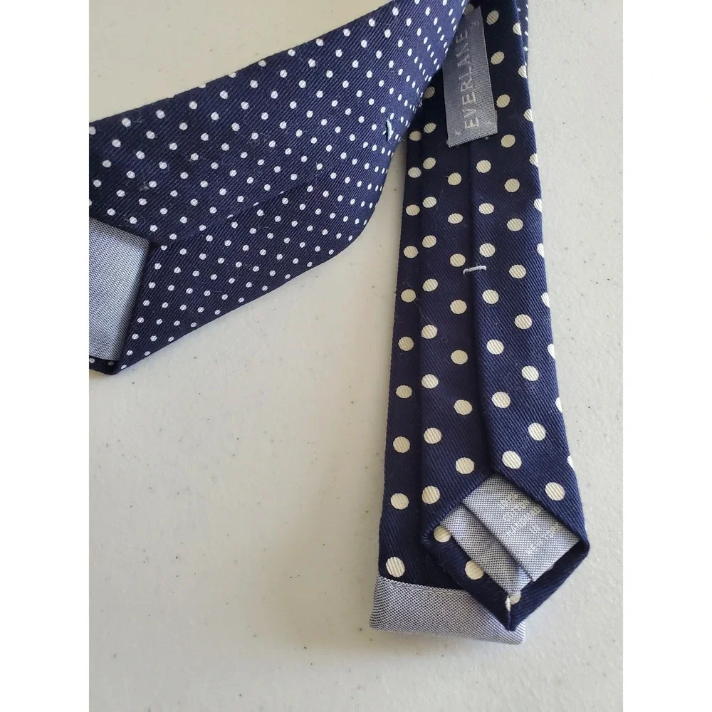 New Everlane Mens Navy Polka Dot‎ Cotton Tie Handmade in New York